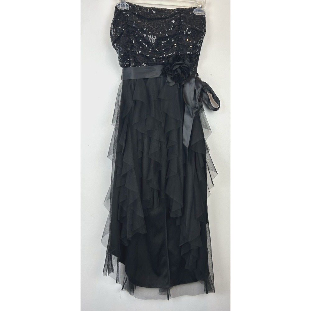 Vtg Y2K Sequin Strapless Dress M Event Formal Party Prom Hoco Hi Low Hem Read